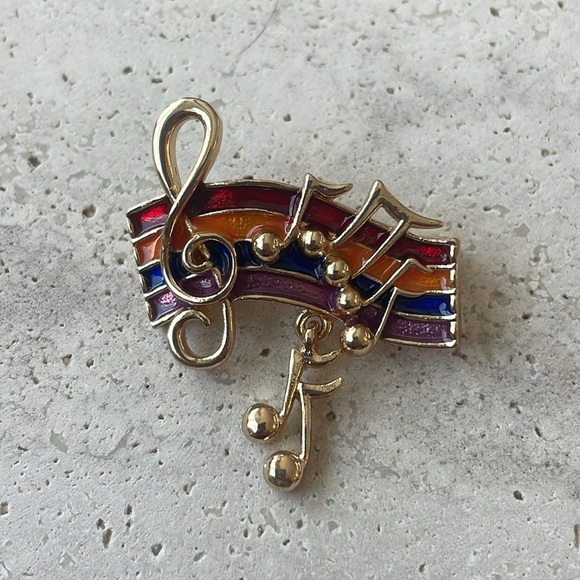 musical note 🎻 gold tone and crystals - Picture 1 of 2